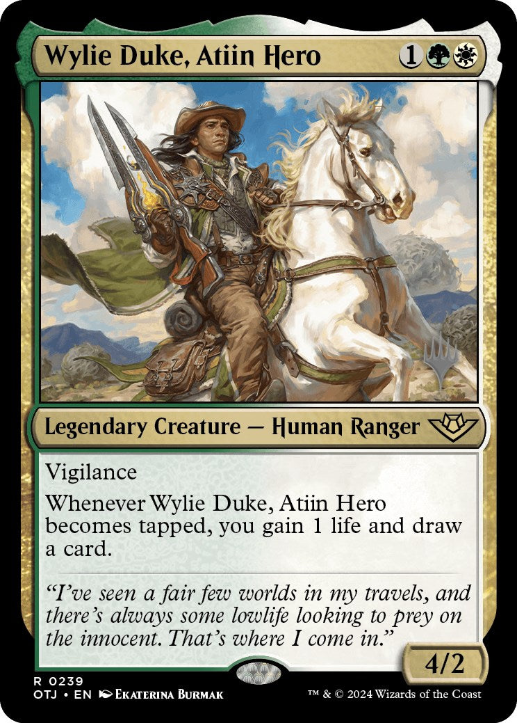 Wylie Duke, Atiin Hero (Promo Pack) [Outlaws of Thunder Junction Promos] | Eastridge Sports Cards & Games