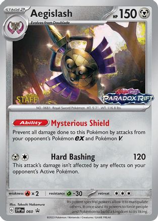 Aegislash (060) (Staff Prerelease Promo) [Scarlet & Violet: Black Star Promos] | Eastridge Sports Cards & Games