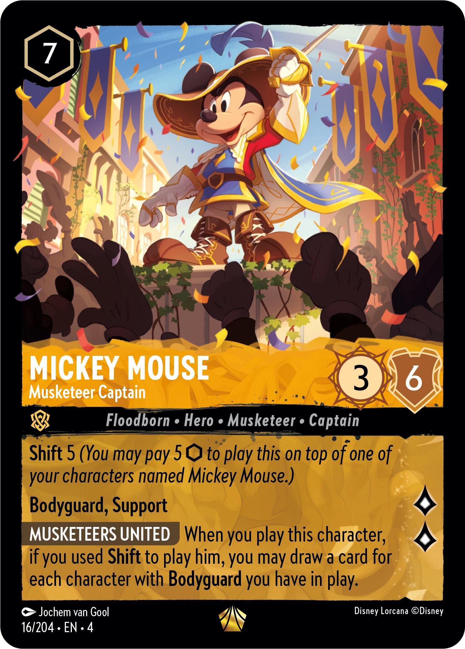 Mickey Mouse - Musketeer Captain (16/204) [Ursula's Return] | Eastridge Sports Cards & Games