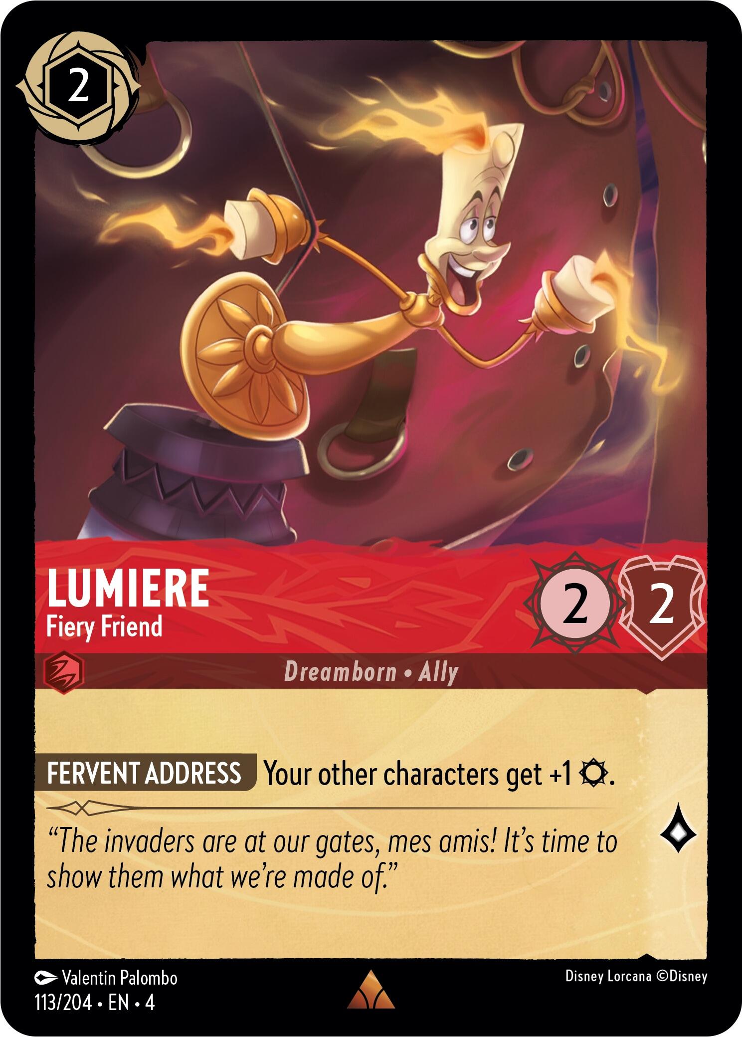 Lumiere - Fiery Friend (113/204) [Ursula's Return] | Eastridge Sports Cards & Games