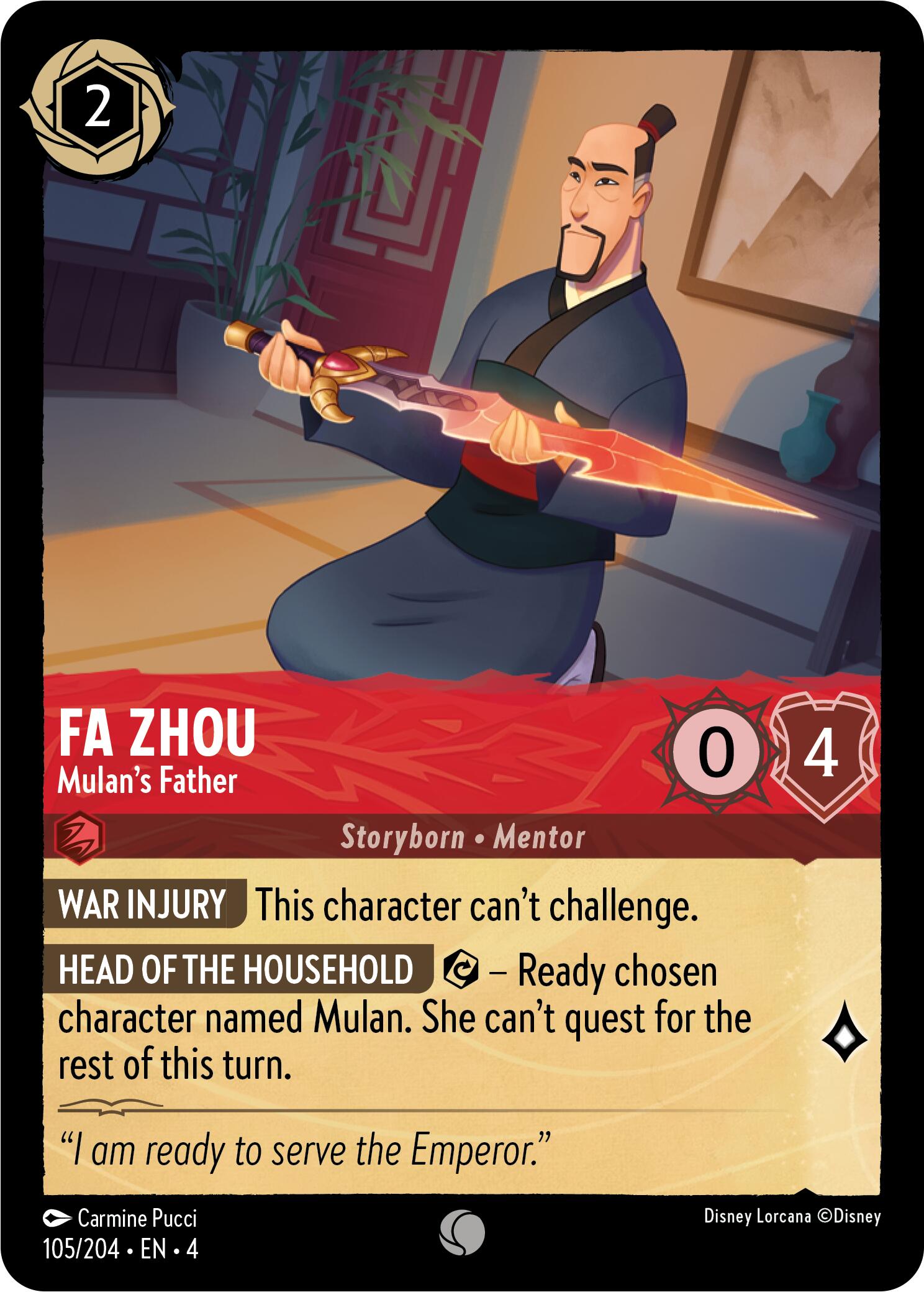 Fa Zhou - Mulan's Father (105/204) [Ursula's Return] | Eastridge Sports Cards & Games