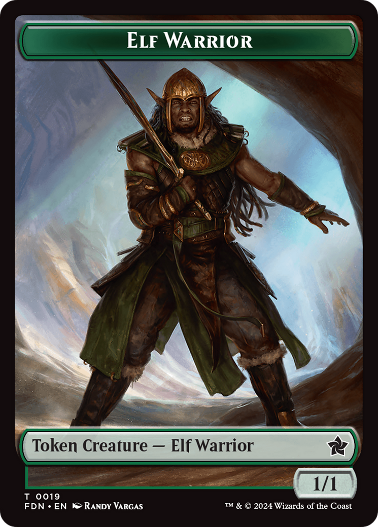 Elf Warrior // Rat (0030) Double-Sided Token [Foundations Tokens] | Eastridge Sports Cards & Games