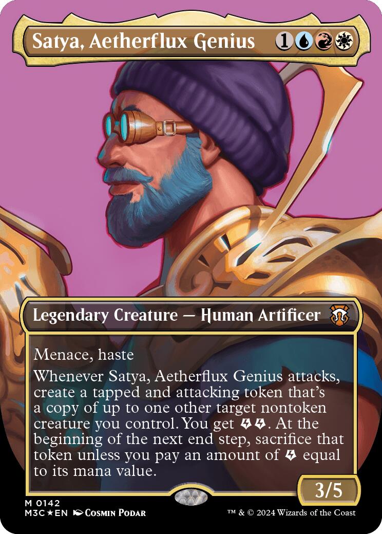 Satya, Aetherflux Genius (Borderless) (Ripple Foil) [Modern Horizons 3 Commander] | Eastridge Sports Cards & Games