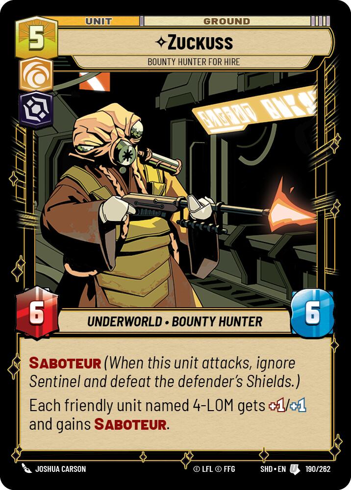 Zuckuss - Bounty Hunter for Hire (190/262) (190/262) [Shadows of the Galaxy] | Eastridge Sports Cards & Games