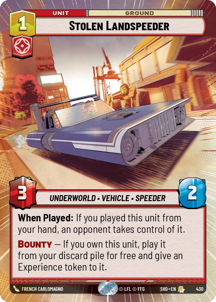 Stolen Landspeeder (430) (Hyperspace) (430) [Shadows of the Galaxy] | Eastridge Sports Cards & Games