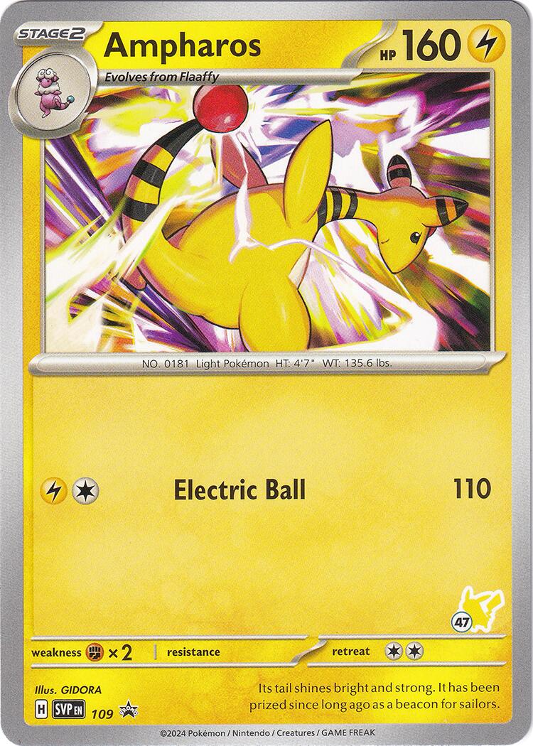 Ampharos (109) (Pikachu Stamp #47) [Battle Academy 2024] | Eastridge Sports Cards & Games