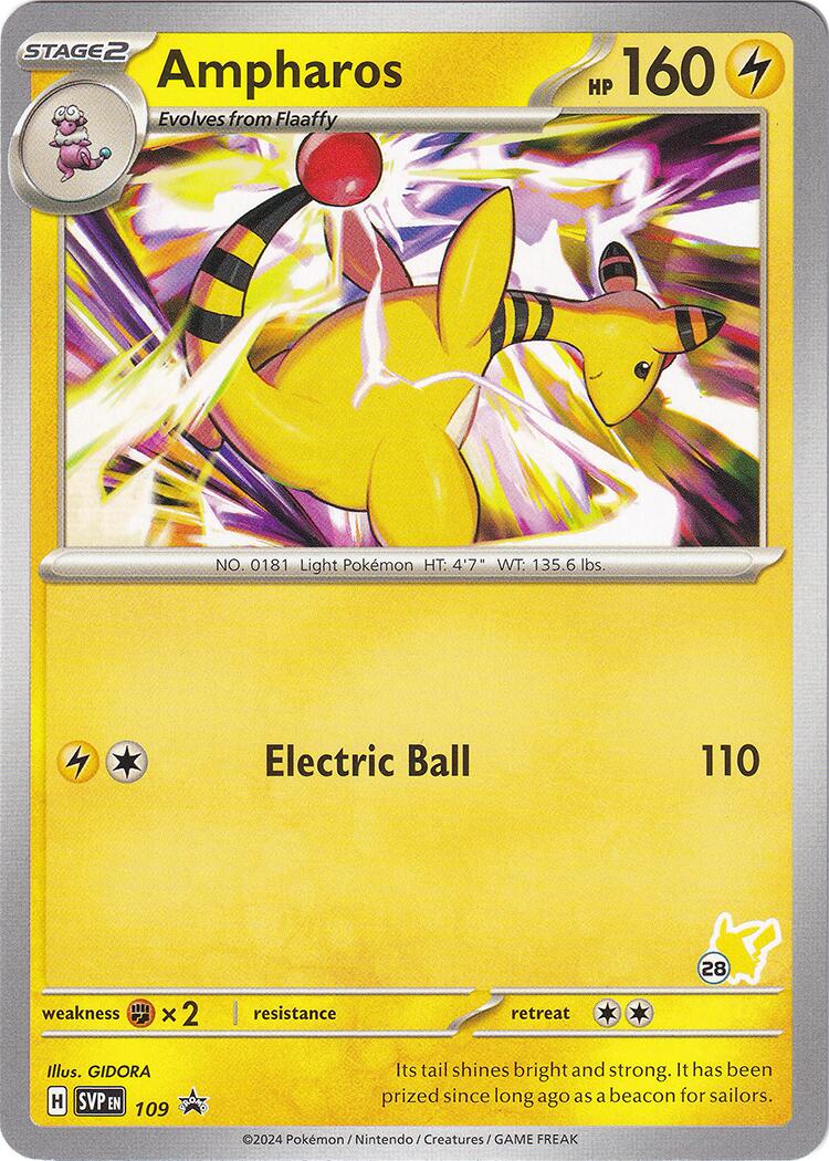 Ampharos (109) (Pikachu Stamp #28) [Battle Academy 2024] | Eastridge Sports Cards & Games