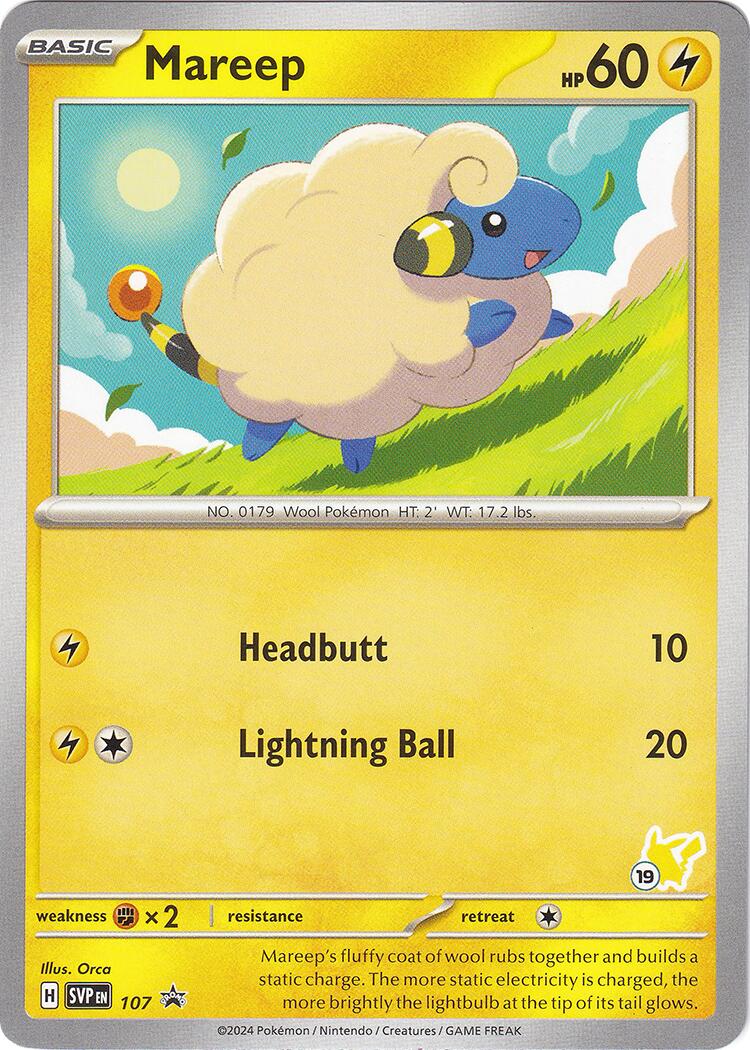 Mareep (107) (Pikachu Stamp #19) [Battle Academy 2024] | Eastridge Sports Cards & Games
