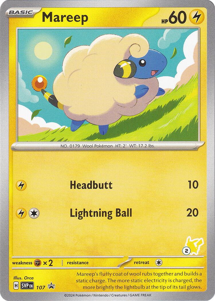 Mareep (107) (Pikachu Stamp #2) [Battle Academy 2024] | Eastridge Sports Cards & Games