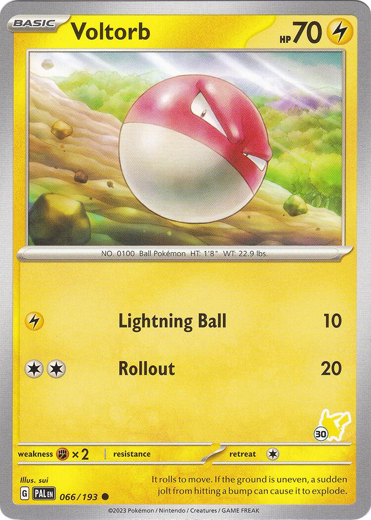 Voltorb (066/193) (Pikachu Stamp #30) [Battle Academy 2024] | Eastridge Sports Cards & Games