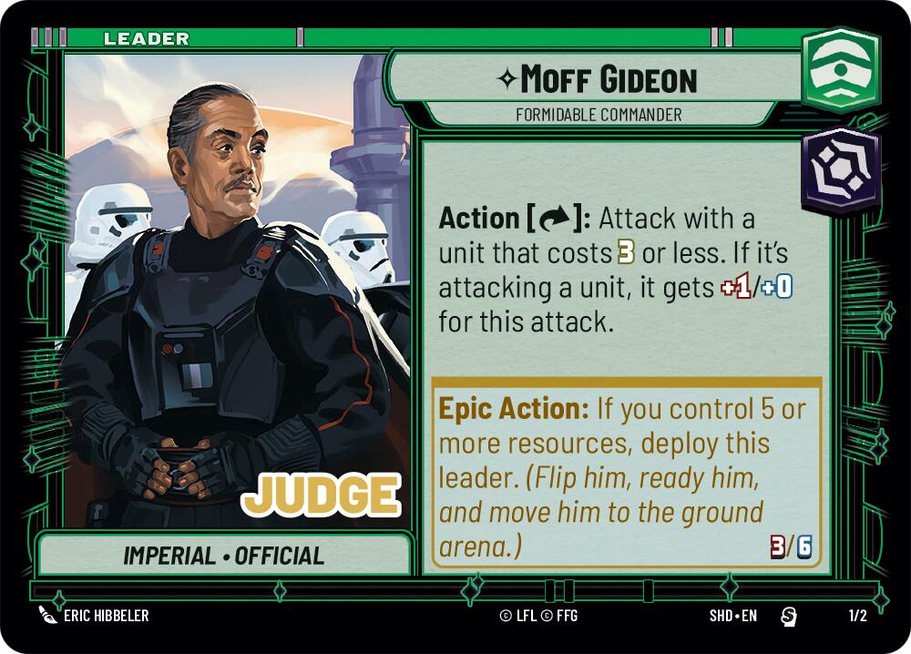 Moff Gideon - Formidable Commander (1/2) (Judge Promo) (1/2) [Shadows of the Galaxy Promos] | Eastridge Sports Cards & Games