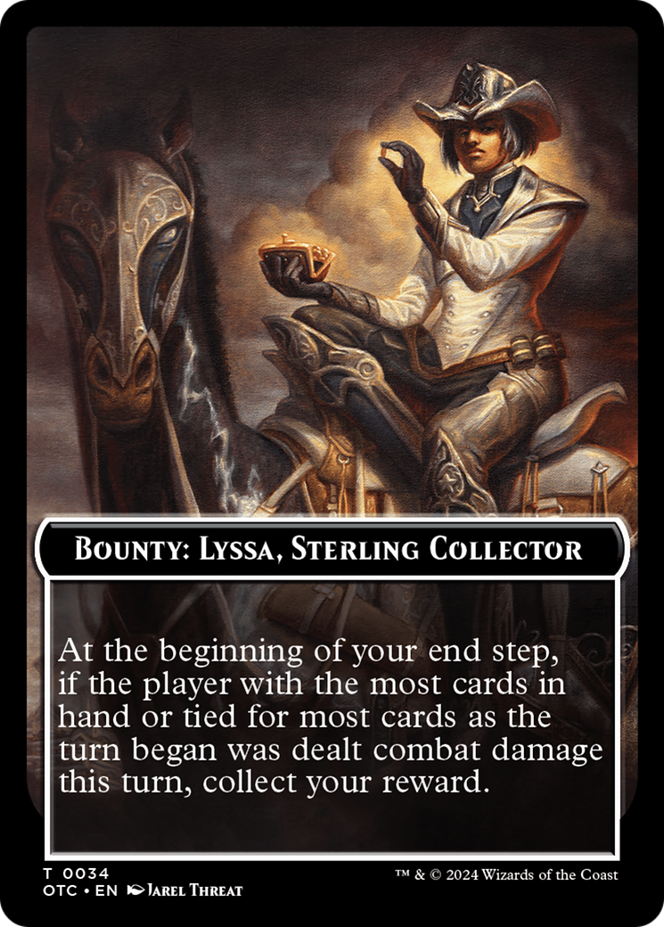 Bounty: Lyssa, Sterling Collector // Bounty Rules Double-Sided Token [Outlaws of Thunder Junction Commander Tokens] | Eastridge Sports Cards & Games