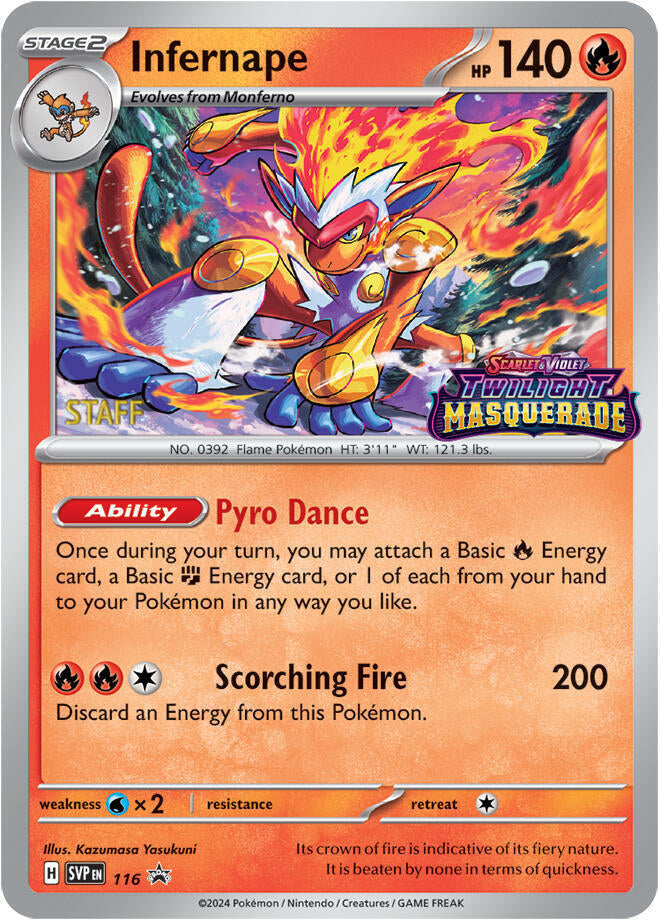 Infernape (116) (Staff) [Scarlet & Violet: Black Star Promos] | Eastridge Sports Cards & Games