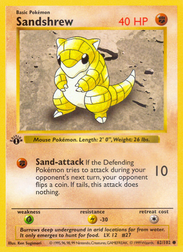 Sandshrew (62/102) (Shadowless) [Base Set 1st Edition] | Eastridge Sports Cards & Games