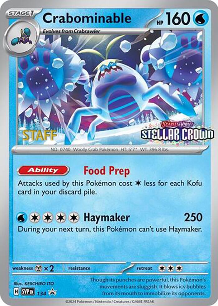 Crabominable (134/142) (Staff Promo) [Scarlet & Violet: Black Star Promos] | Eastridge Sports Cards & Games