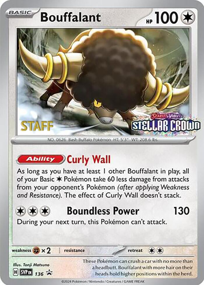 Bouffalant (136) (Staff Promo) [Scarlet & Violet: Black Star Promos] | Eastridge Sports Cards & Games