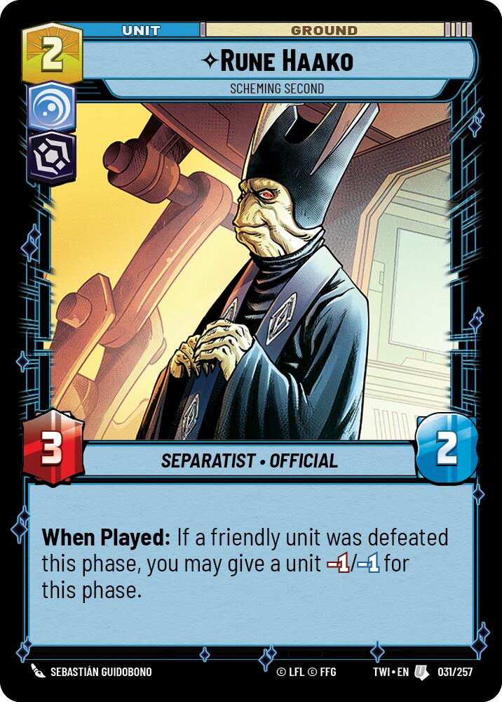 Rune Haako - Scheming Second (031/257) (031/257) [Twilight of the Republic] | Eastridge Sports Cards & Games