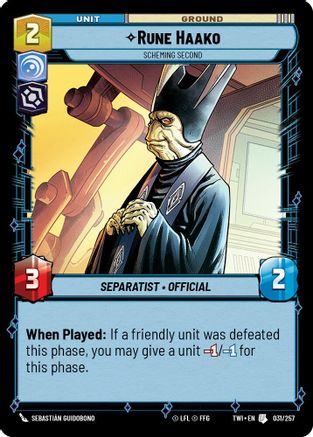 Rune Haako - Scheming Second (031/257) - Twilight of the Republic