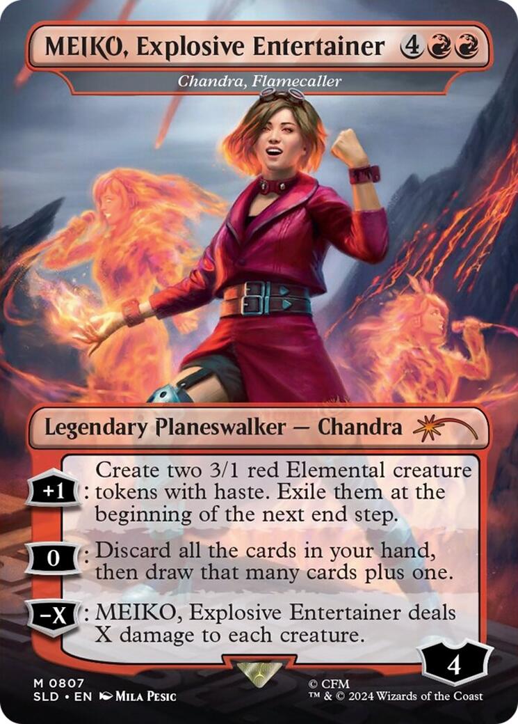 MEIKO, Explosive Entertainer - Chandra, Flamecaller (Rainbow Foil) [Secret Lair Drop Series] | Eastridge Sports Cards & Games