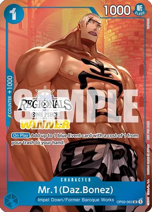 Mr.1 (Daz.Bonez) (Online Regional 2024 Vol. 3) [Winner] [One Piece Promotion Cards] | Eastridge Sports Cards & Games