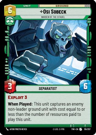 Osi Sobeck - Warden of the Citadel (115/257) - Twilight of the Republic