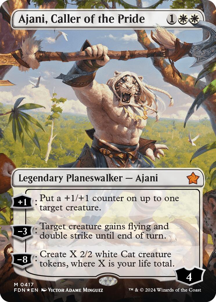 Ajani, Caller of the Pride (Borderless) (Mana Foil) [Foundations] | Eastridge Sports Cards & Games