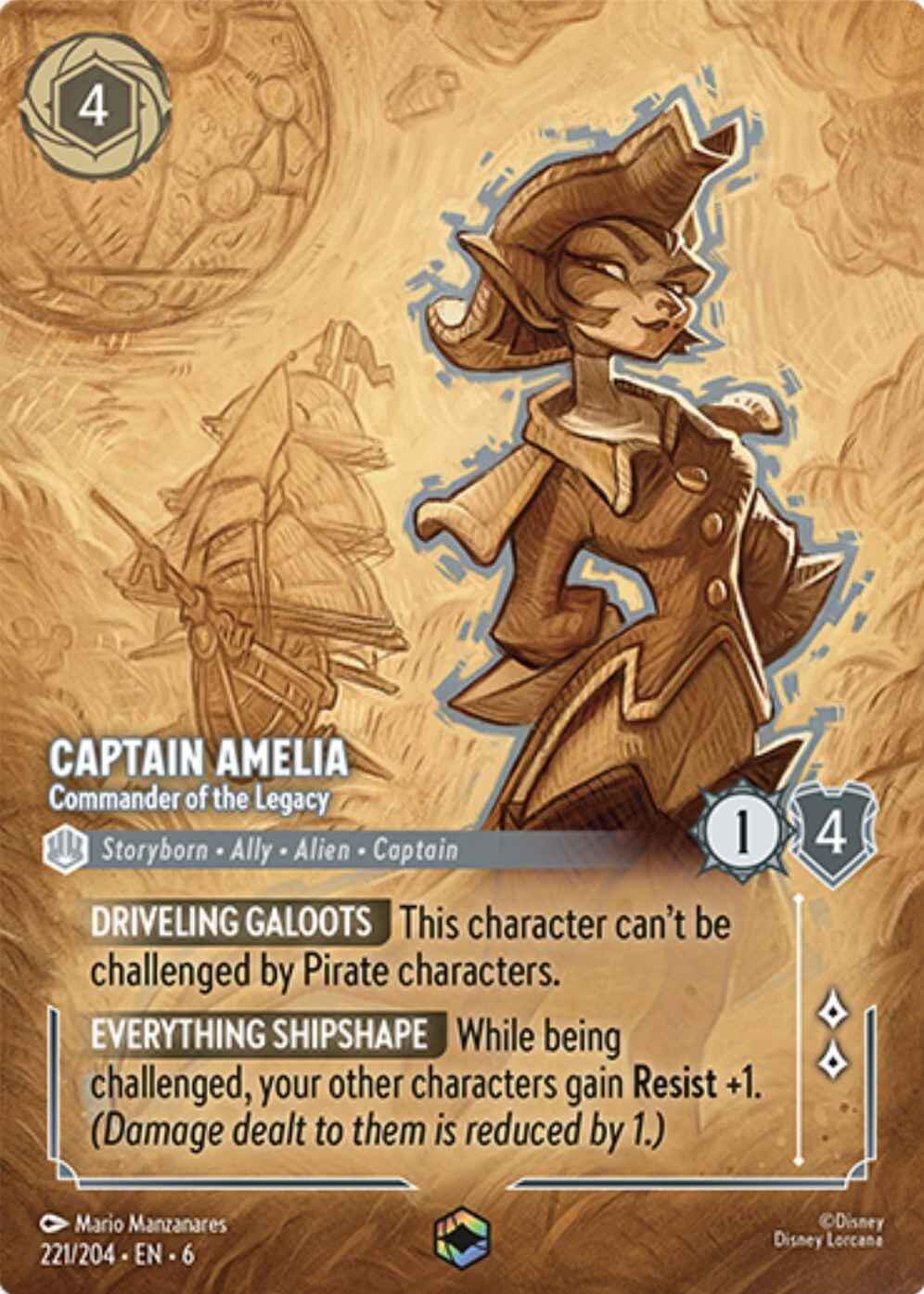 Captain Amelia - Commander of the Legacy (Enchanted) (221/204) [Azurite Sea] | Eastridge Sports Cards & Games
