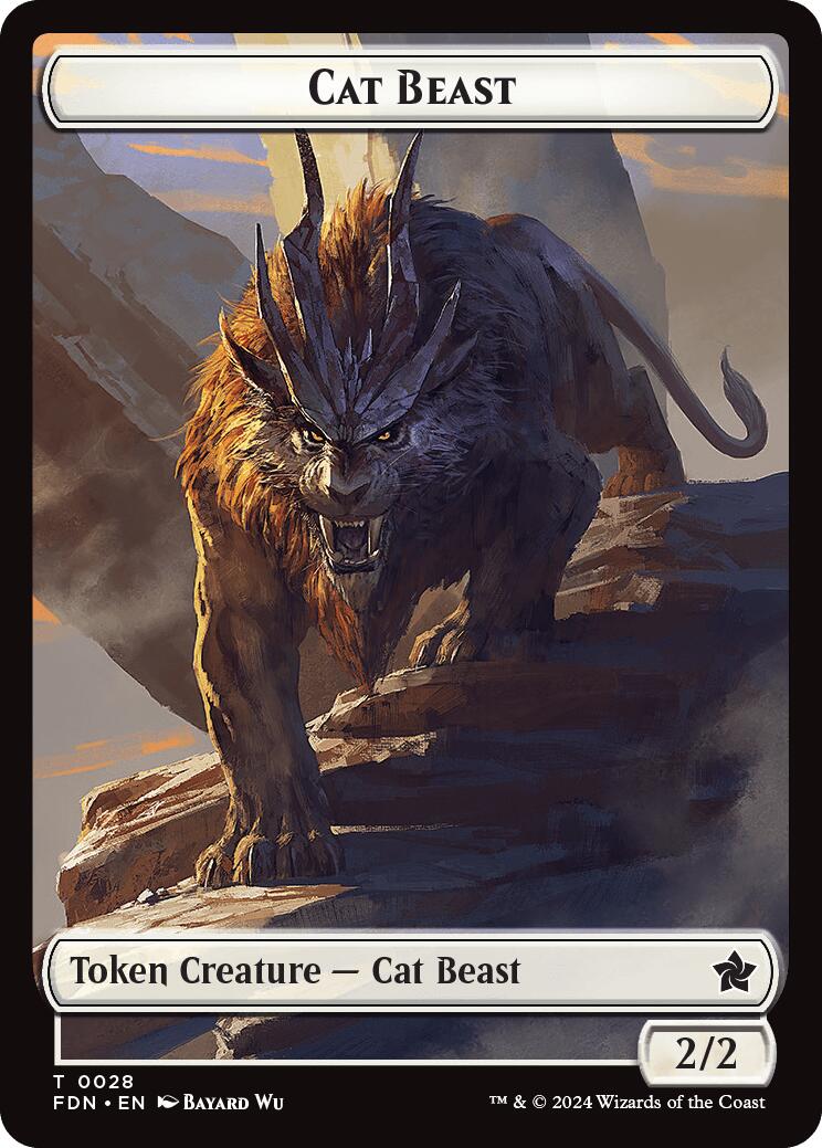 Cat Beast // Dragon (0017) Double-Sided Token [Foundations Tokens] | Eastridge Sports Cards & Games