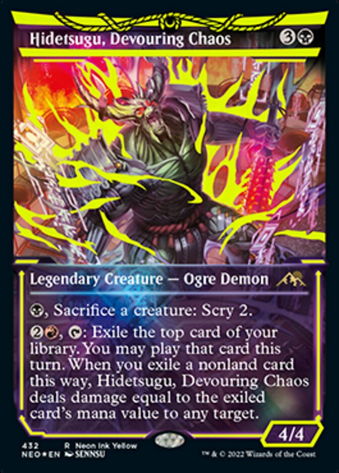 Hidetsugu, Devouring Chaos (Neon Ink Yellow) [Kamigawa: Neon Dynasty] | Eastridge Sports Cards & Games