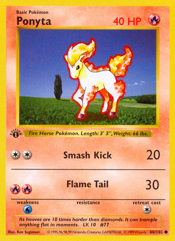 Ponyta (60/102) (Shadowless) [Base Set 1st Edition] | Eastridge Sports Cards & Games