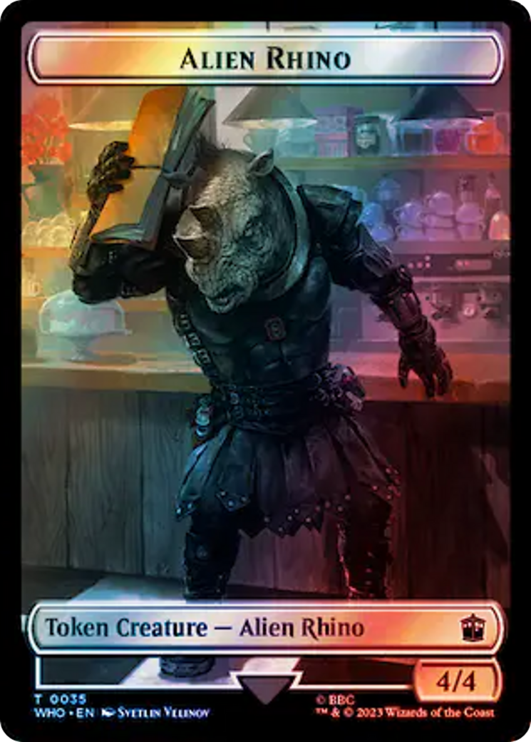 Alien Rhino // Clue (0054) Double-Sided Token (Surge Foil) [Doctor Who Tokens] | Eastridge Sports Cards & Games