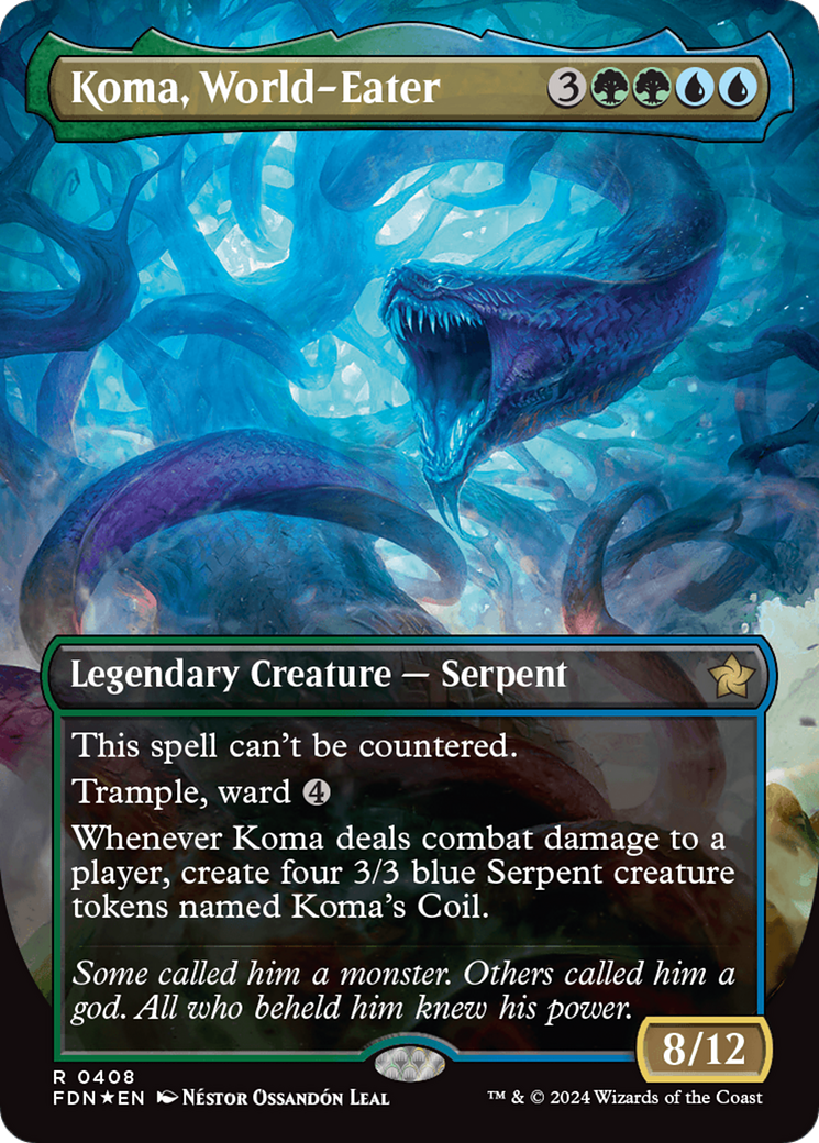 Koma, World-Eater (Borderless) (Mana Foil) [Foundations] | Eastridge Sports Cards & Games