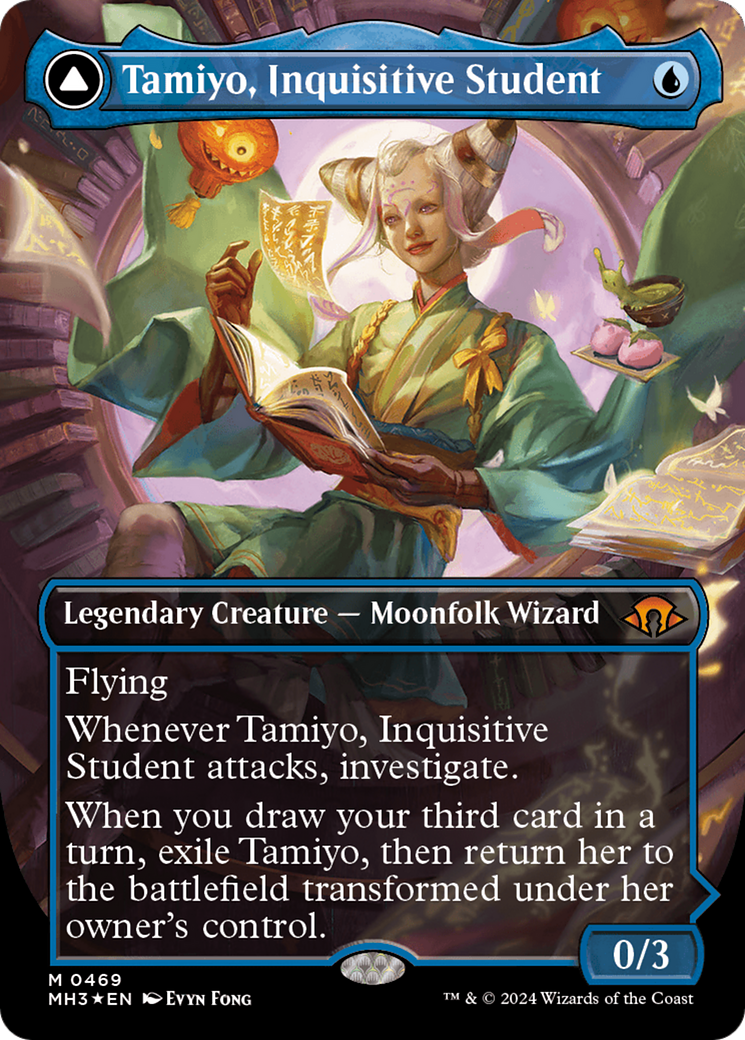 Tamiyo, Inquisitive Student // Tamiyo, Seasoned Scholar (Borderless) (Textured Foil) [Modern Horizons 3] | Eastridge Sports Cards & Games