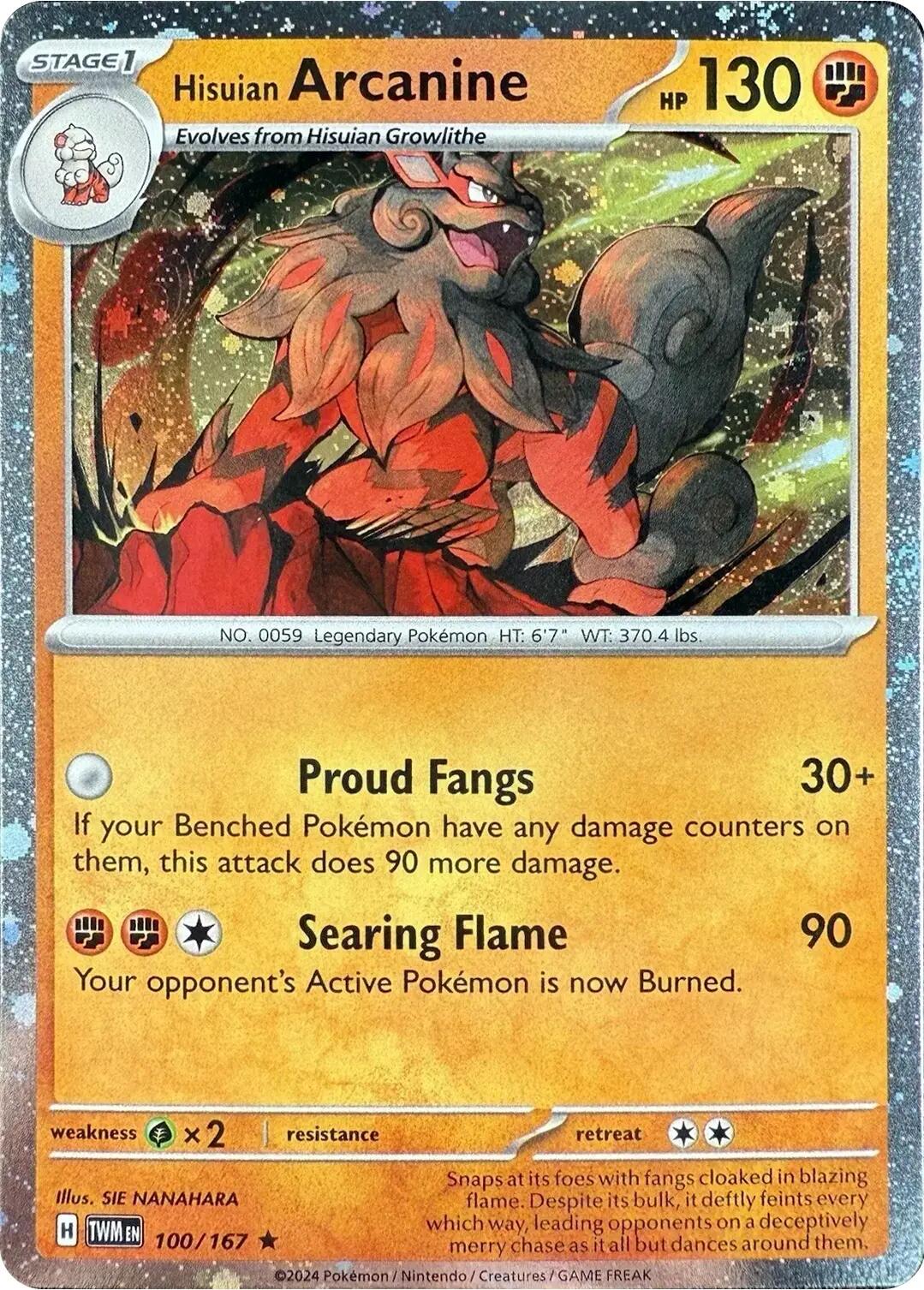 Hisuian Arcanine (100/167) (Cosmos Holo) [Scarlet & Violet: Twilight Masquerade] | Eastridge Sports Cards & Games