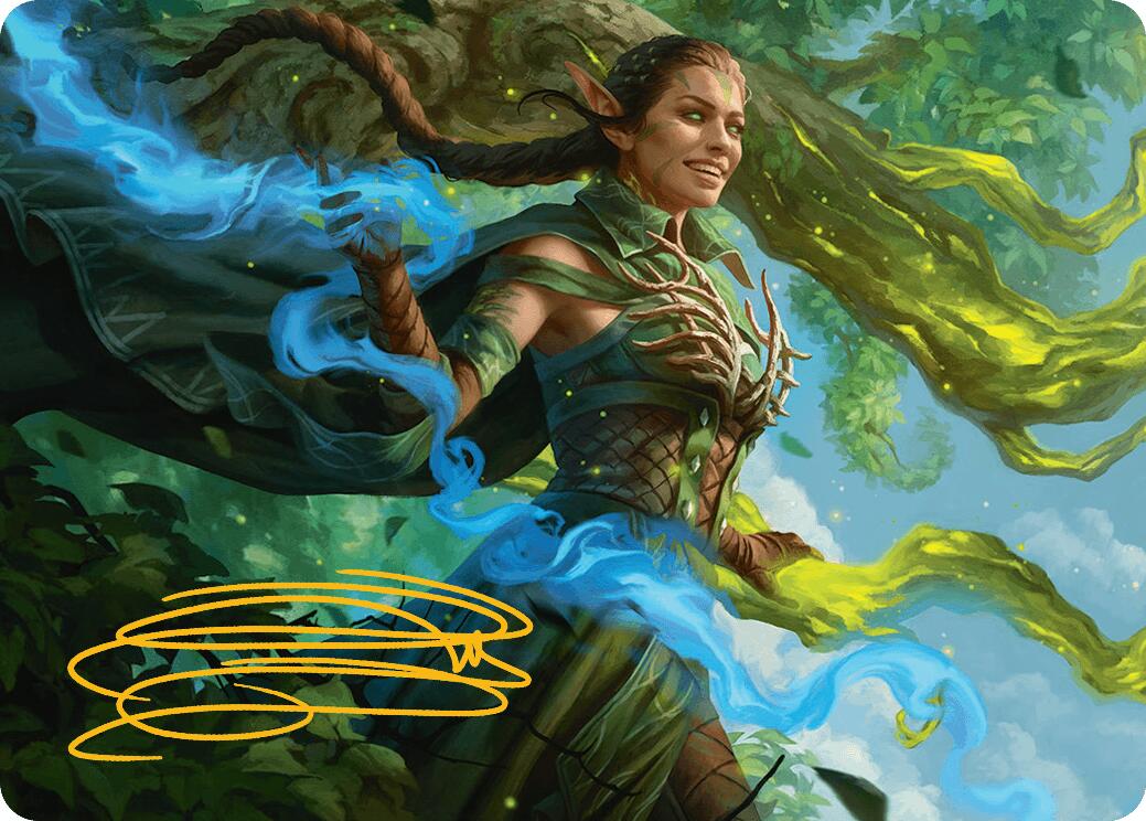 Nissa, Worldsoul Speaker Art Card (Gold-Stamped Signature) [Aetherdrift Art Series] | Eastridge Sports Cards & Games