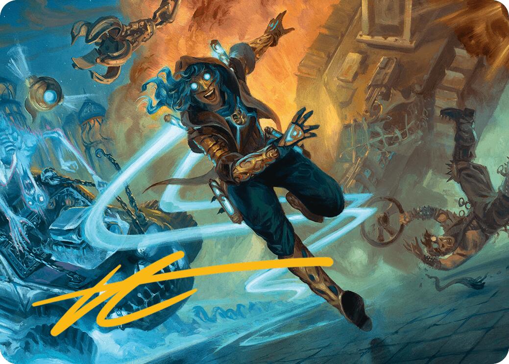 Sita Varma, Masked Racer Art Card (Gold-Stamped Signature) [Aetherdrift Art Series] | Eastridge Sports Cards & Games