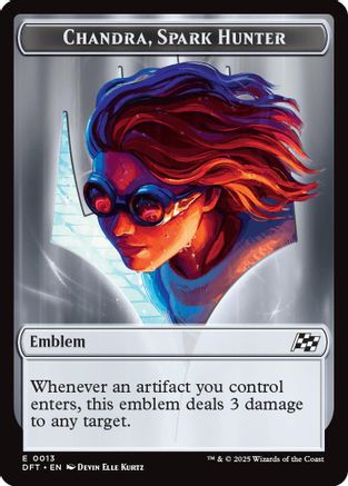 Emblem - Chandra, Spark Hunter // Vehicle Double-Sided Token [Aetherdrift Tokens]