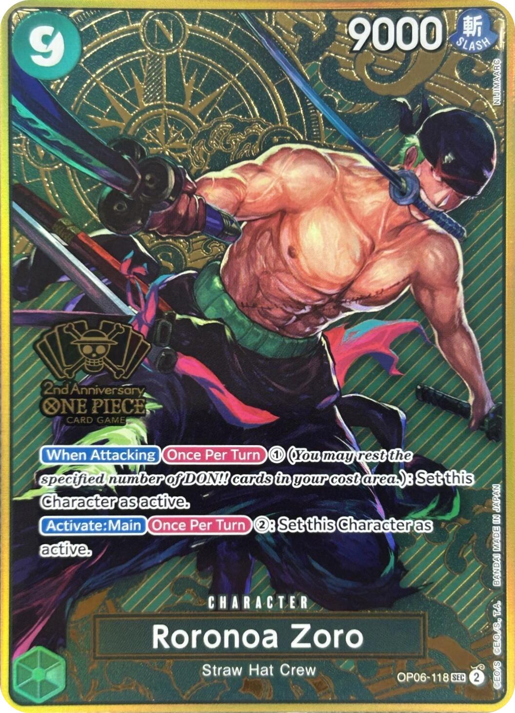 Roronoa Zoro (Japanese Version 2nd Anniversary Set) [One Piece Promotion Cards] | Eastridge Sports Cards & Games
