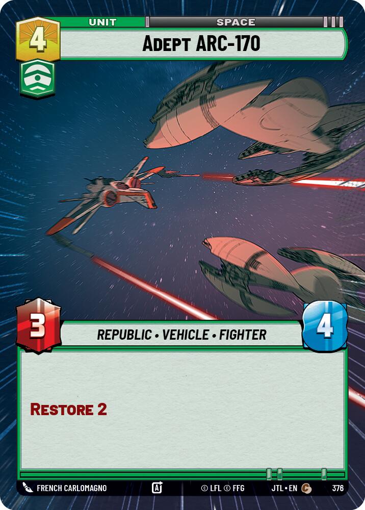 Adept ARC-170 (376) (Hyperspace) (376) [Jump to Lightspeed] | Eastridge Sports Cards & Games