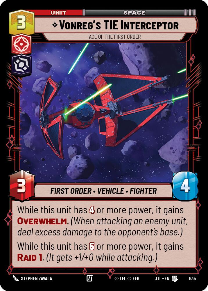 Vonreg's TIE Interceptor - Ace of the First Order (635) (635) [Jump to Lightspeed] | Eastridge Sports Cards & Games