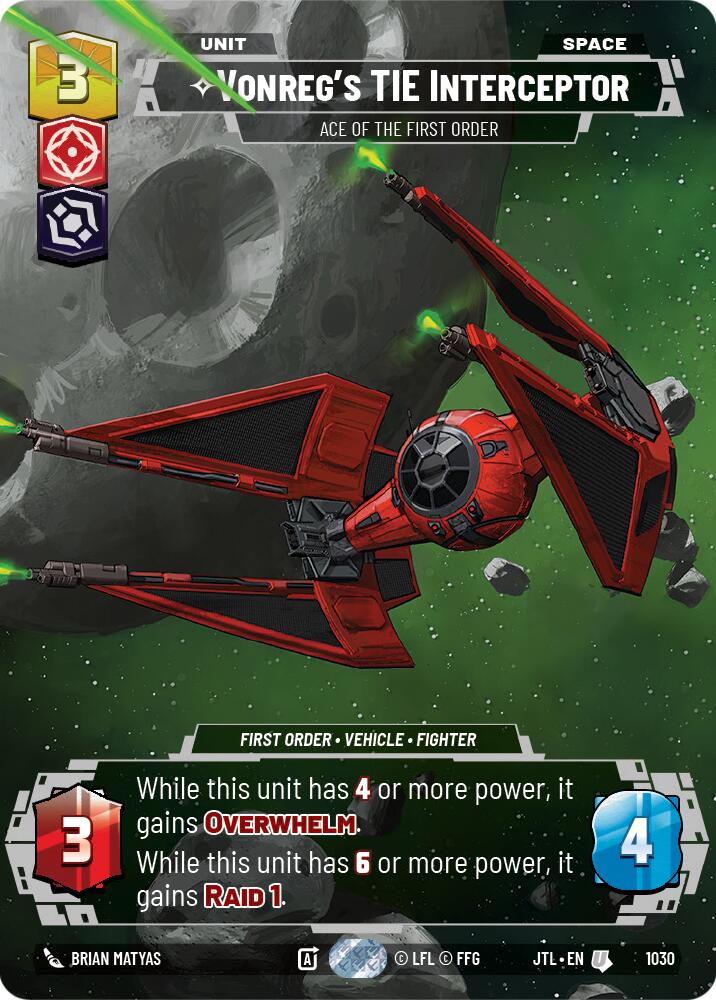 Vonreg's TIE Interceptor - Ace of the First Order (1030) (Prestige) (1030) [Jump to Lightspeed] | Eastridge Sports Cards & Games