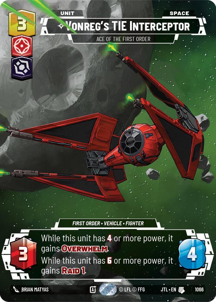 Vonreg's TIE Interceptor - Ace of the First Order (1066) (Prestige Foil) (1066) [Jump to Lightspeed] | Eastridge Sports Cards & Games