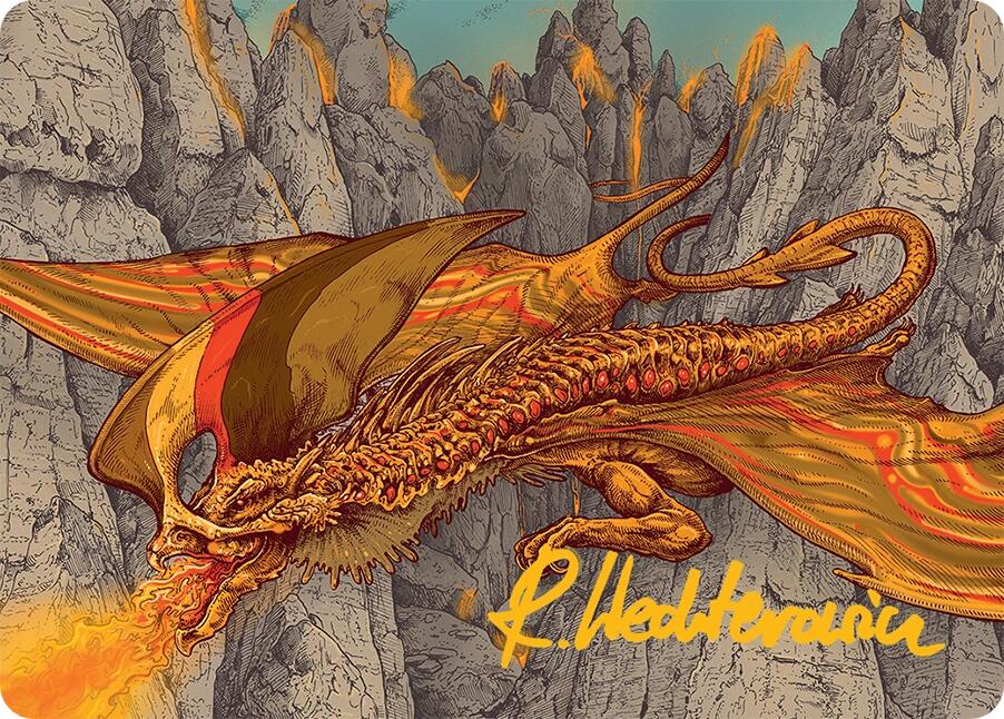 Magmatic Hellkite Art Card (34/54) (Gold-Stamped Signature) [Tarkir: Dragonstorm Art Series] | Eastridge Sports Cards & Games