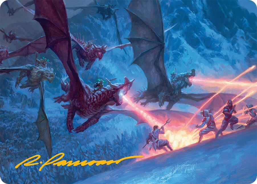 Dragonback Assault Art Card (22/54) (Gold-Stamped Signature) [Tarkir: Dragonstorm Art Series] | Eastridge Sports Cards & Games