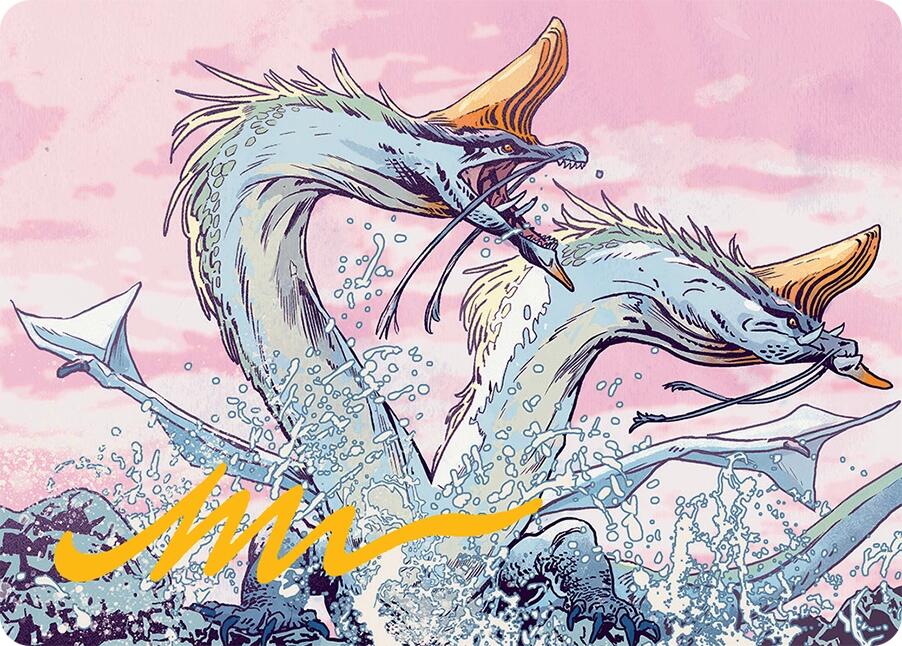 Twinmaw Stormbrood Art Card (39/54) (Gold-Stamped Signature) [Tarkir: Dragonstorm Art Series] | Eastridge Sports Cards & Games