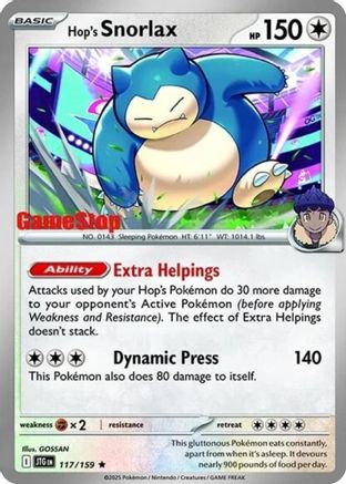 Hop's Snorlax (117/159) (GameStop) (Cosmos Holo) [Scarlet & Violet: Journey Together] | Eastridge Sports Cards & Games