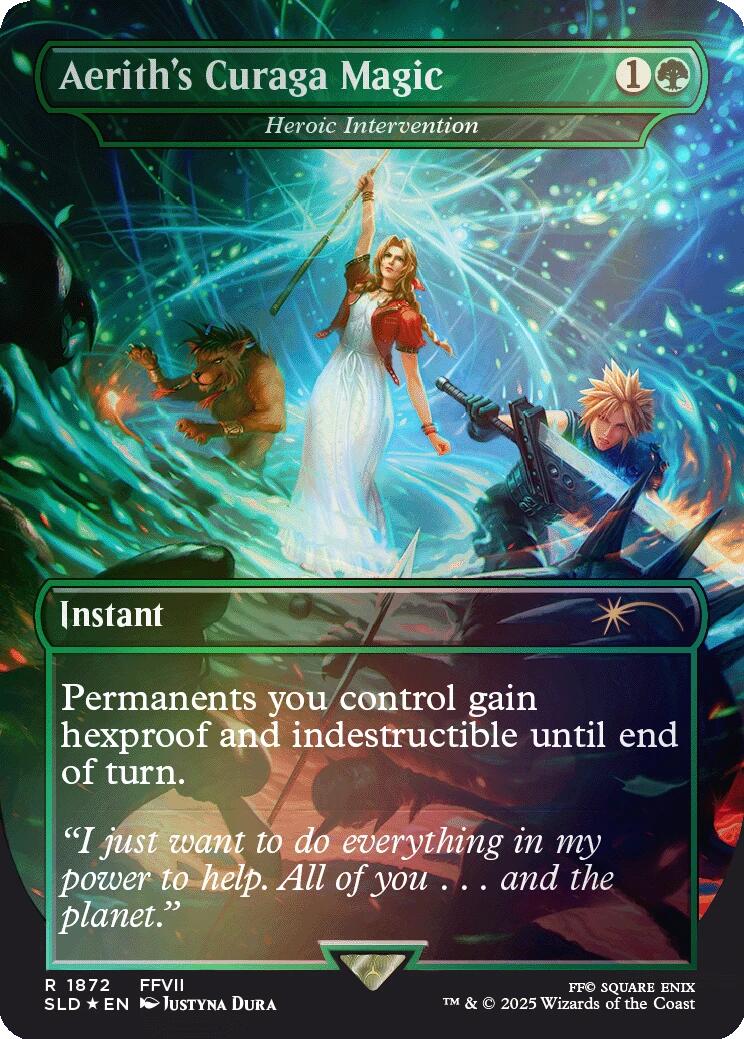 Aerith's Curaga Magic - Heroic Intervention (Rainbow Foil) [Secret Lair Drop Series] | Eastridge Sports Cards & Games
