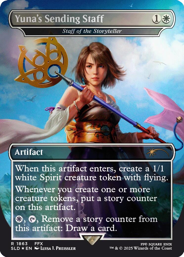Yuna's Sending Staff - Staff of the Storyteller (Rainbow Foil) [Secret Lair Drop Series] | Eastridge Sports Cards & Games