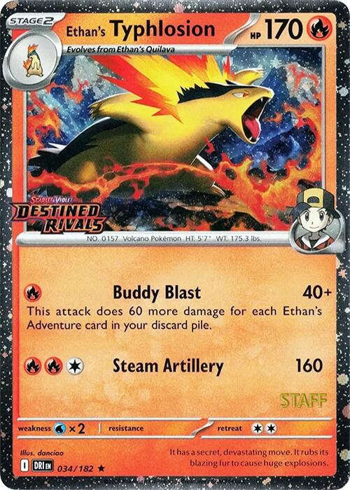 Ethan's Typhlosion (034/182) (Prerelease Staff) [Scarlet & Violet: Destined Rivals] | Eastridge Sports Cards & Games