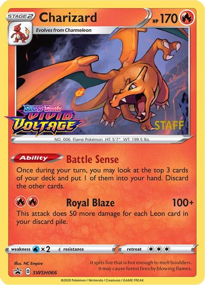 Charizard (SWSH066) (Staff Prerelease Promo) [Sword & Shield: Black Star Promos] | Eastridge Sports Cards & Games